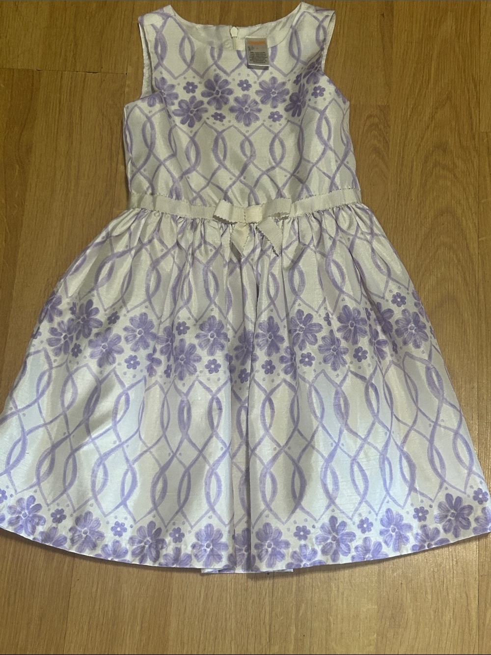 Gymboree White and Lavender Floral Fit & Flare Dress Size 4